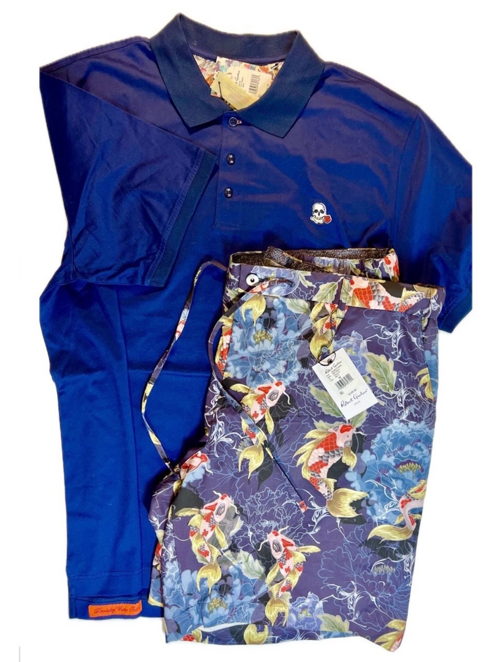 Robert Graham Navy Shorts and Polo Shirt Size 40 - 3XL Price $140 NWT